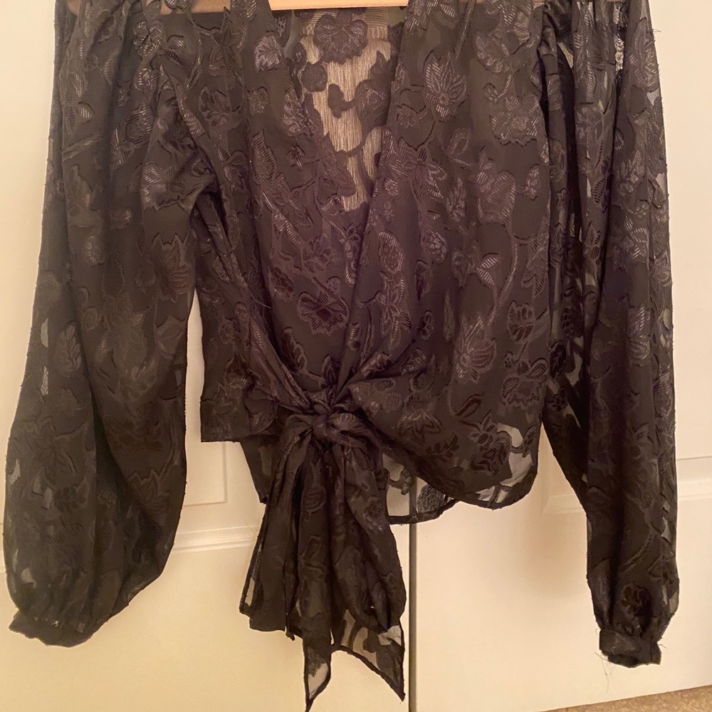 Black lace tie top